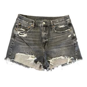 American Eagle Distressed Cut Off Denim Shorts Washed Black Size 12